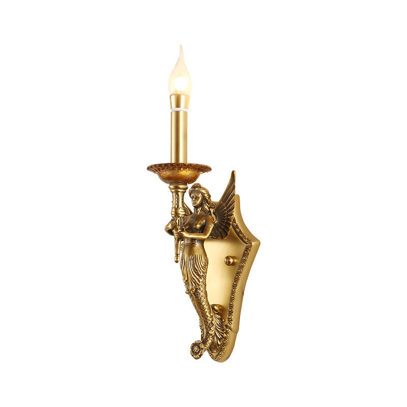 Full Copper Mermaid Candle Wall Lamp