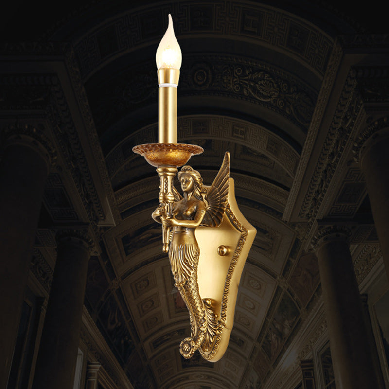 Full Copper Mermaid Candle Wall Lamp