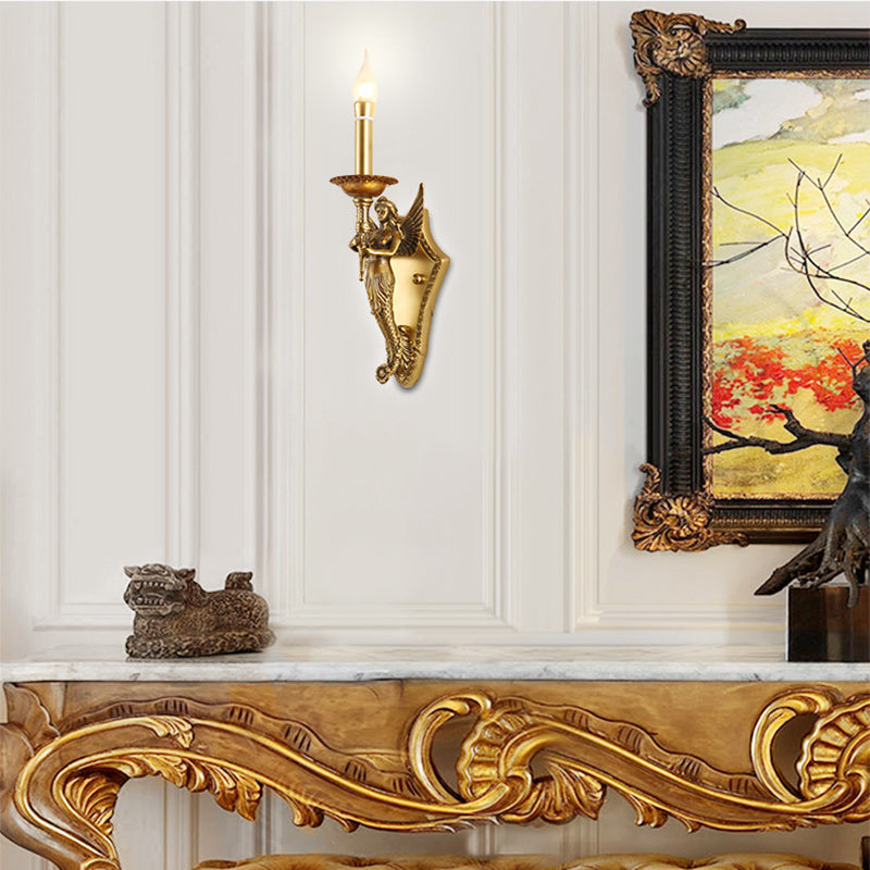 Full Copper Mermaid Candle Wall Lamp