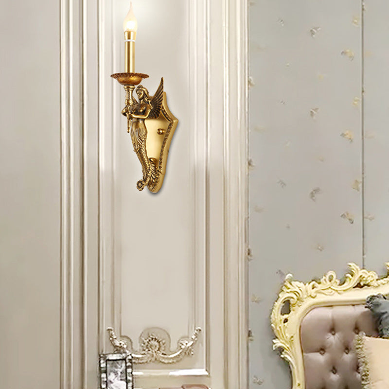 Full Copper Mermaid Candle Wall Lamp