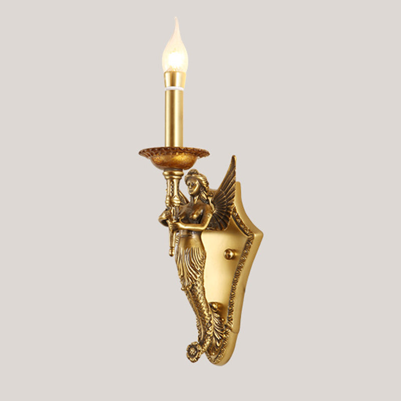 Full Copper Mermaid Candle Wall Lamp