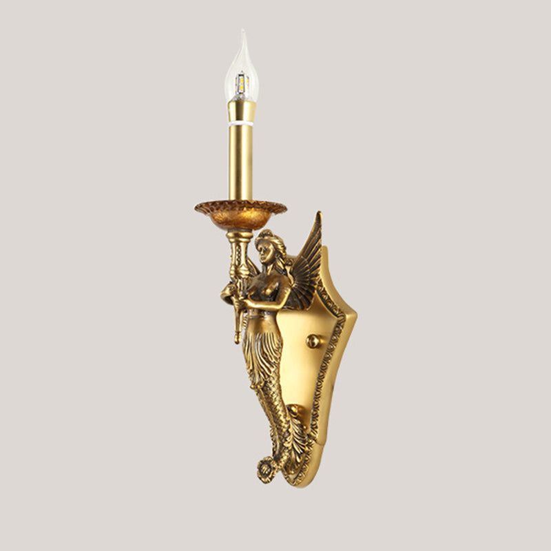 Full Copper Mermaid Candle Wall Lamp