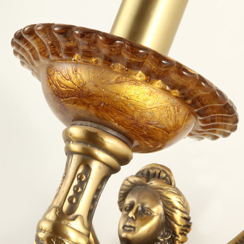Full Copper Mermaid Candle Wall Lamp