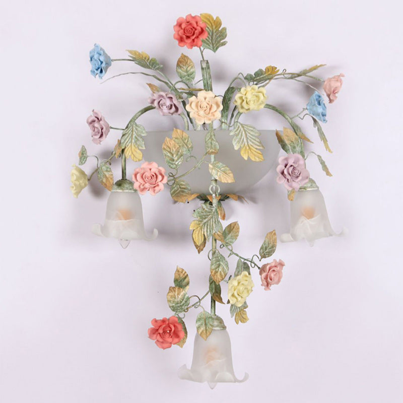 Farmhouse Iron Ceramic Glass 5-Light Wall Lamp