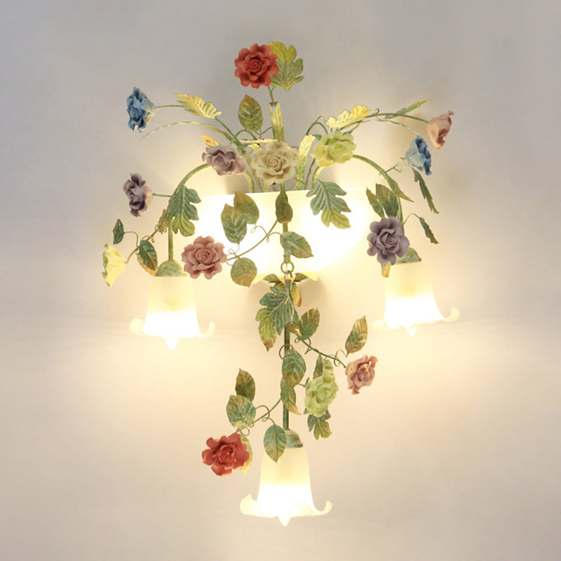 Farmhouse Iron Ceramic Glass 5-Light Wall Lamp