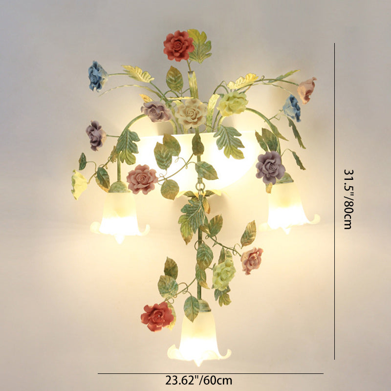 Farmhouse Iron Ceramic Glass 5-Light Wall Lamp