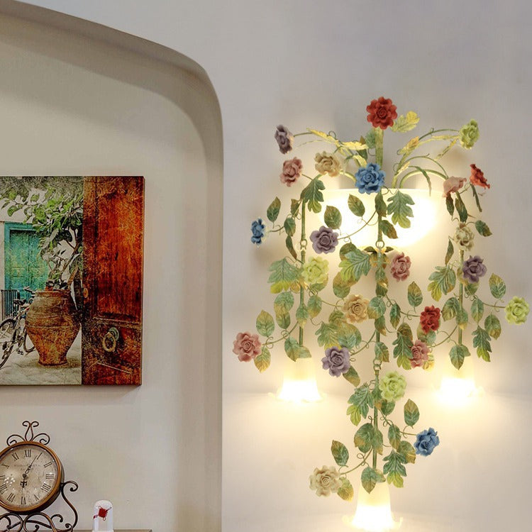 Farmhouse Iron Ceramic Glass 5-Light Wall Lamp