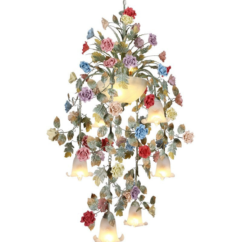 Farmhouse Iron Ceramic Glass 5-Light Wall Lamp
