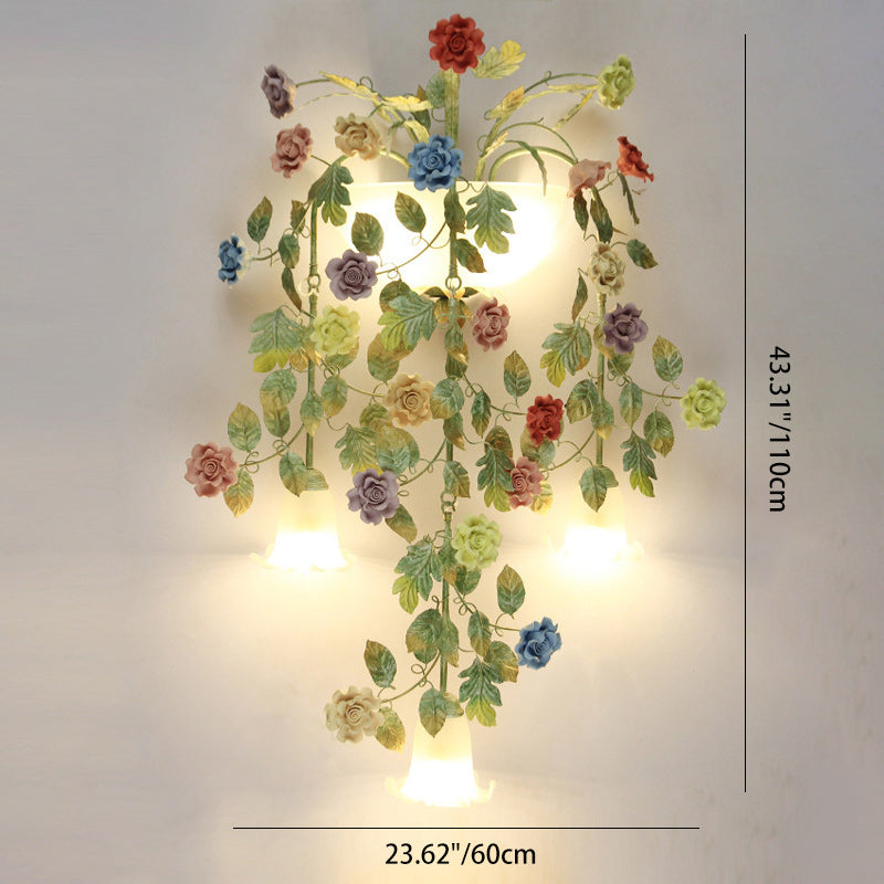 Farmhouse Iron Ceramic Glass 5-Light Wall Lamp