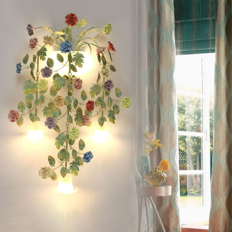 Farmhouse Iron Ceramic Glass 5-Light Wall Lamp