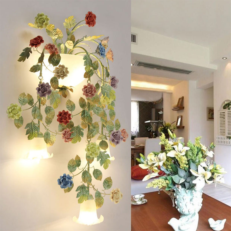 Farmhouse Iron Ceramic Glass 5-Light Wall Lamp