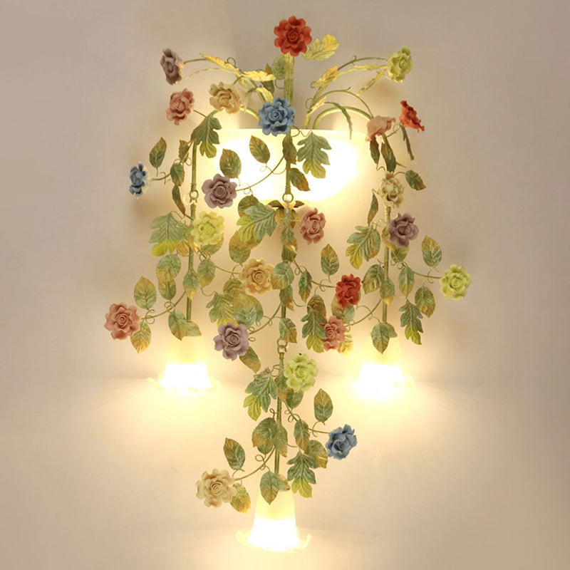 Farmhouse Iron Ceramic Glass 5-Light Wall Lamp