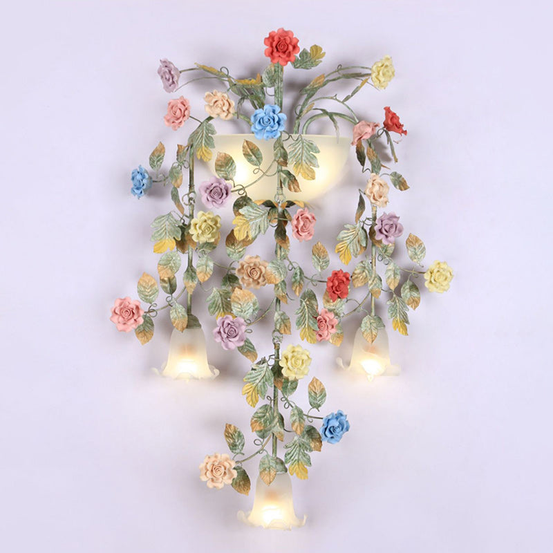 Farmhouse Iron Ceramic Glass 5-Light Wall Lamp