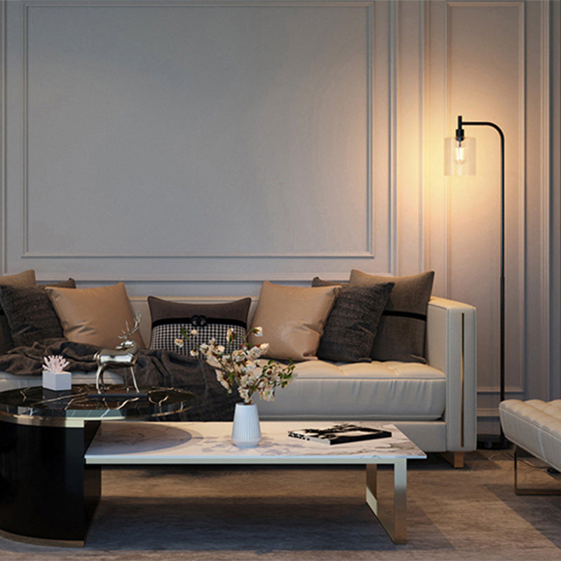 Iron Glass Pillar Living Floor Lamp