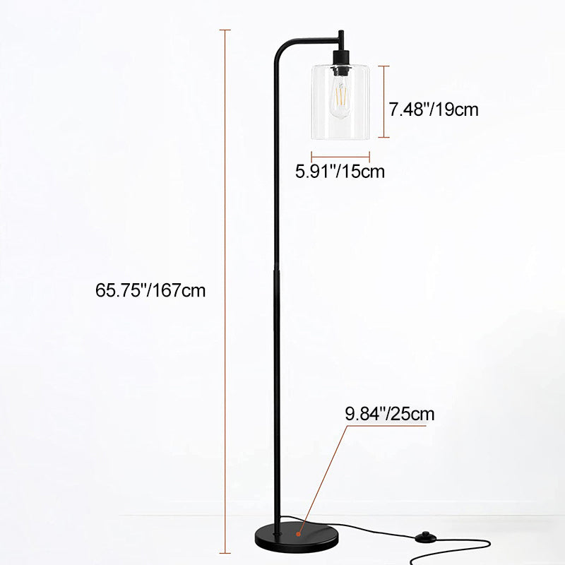 Iron Glass Pillar Living Floor Lamp