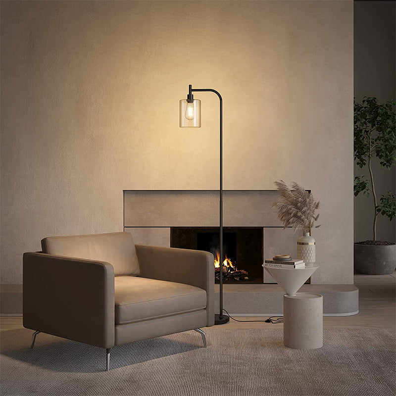 Iron Glass Pillar Living Floor Lamp