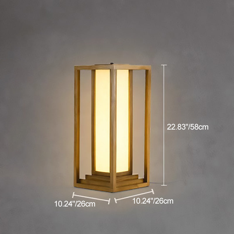 Traditional Japanese Wood Fabric Floor Lamp