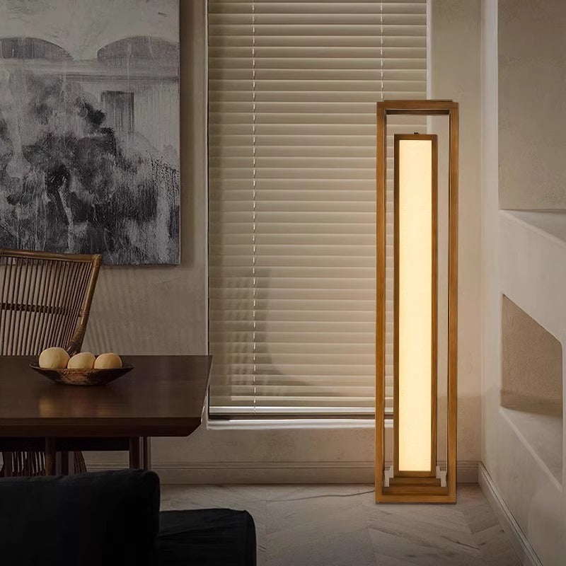 Traditional Japanese Wood Fabric Floor Lamp