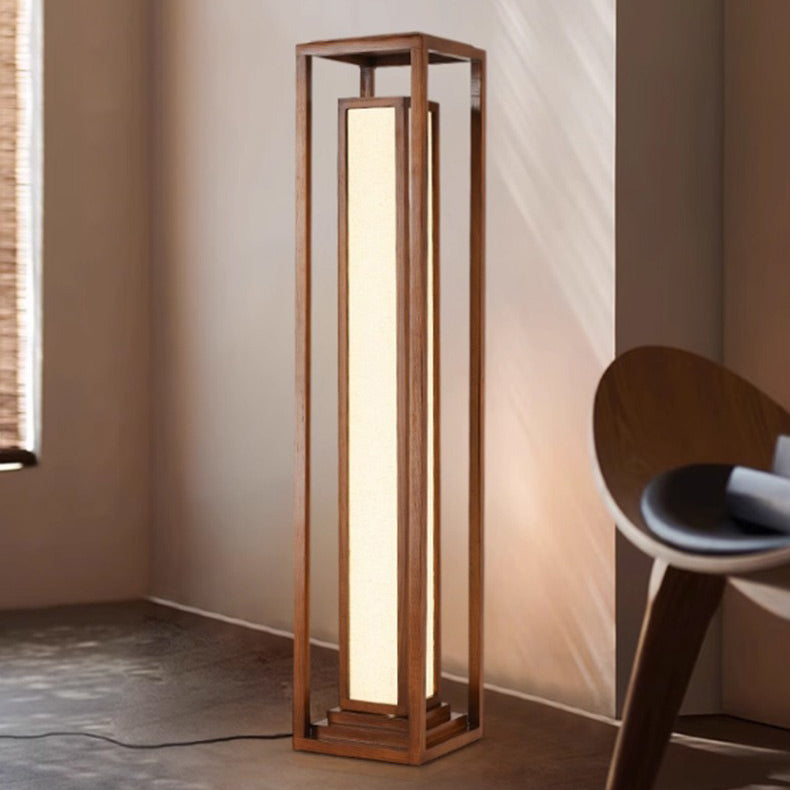 Traditional Japanese Wood Fabric Floor Lamp