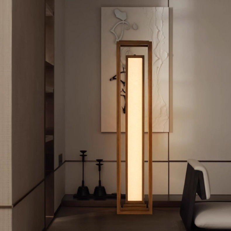 Traditional Japanese Wood Fabric Floor Lamp