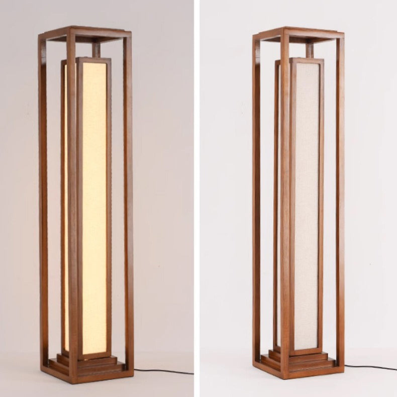 Traditional Japanese Wood Fabric Floor Lamp