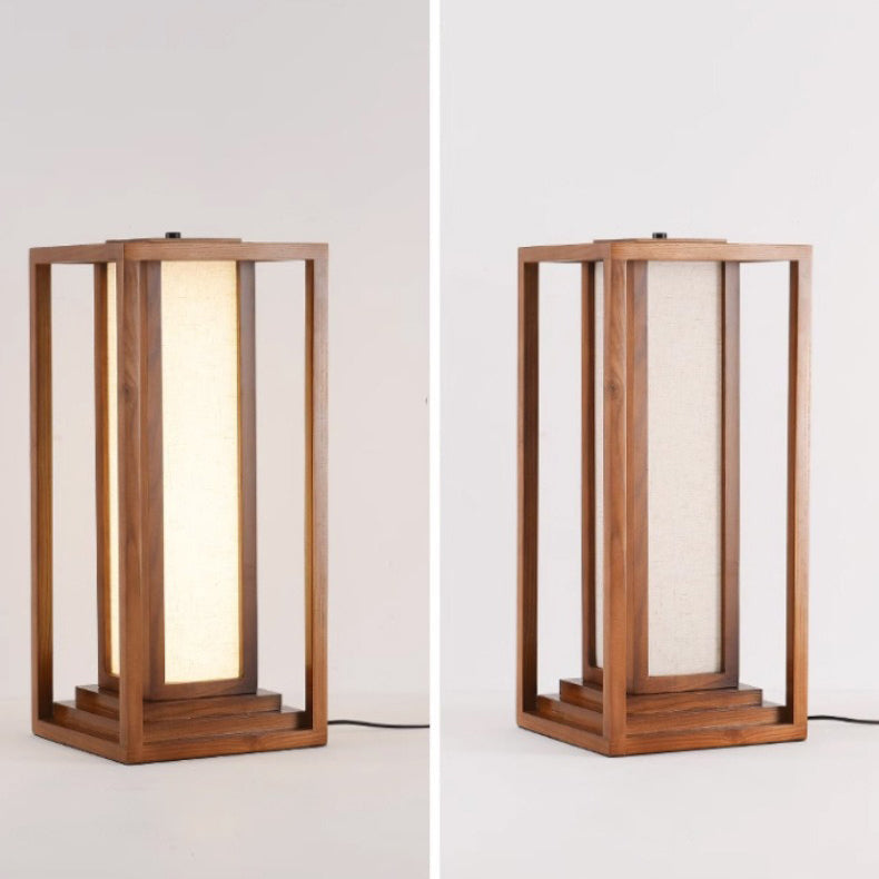 Traditional Japanese Wood Fabric Floor Lamp