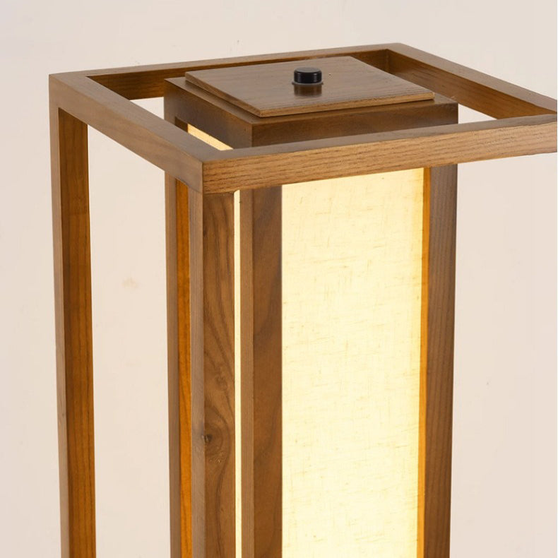Traditional Japanese Wood Fabric Floor Lamp