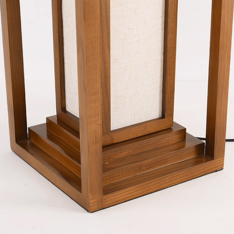 Traditional Japanese Wood Fabric Floor Lamp
