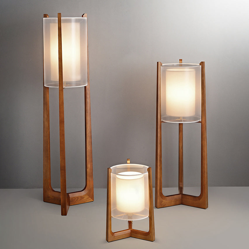 Fabric Solid Ash Wood Floor Lamp