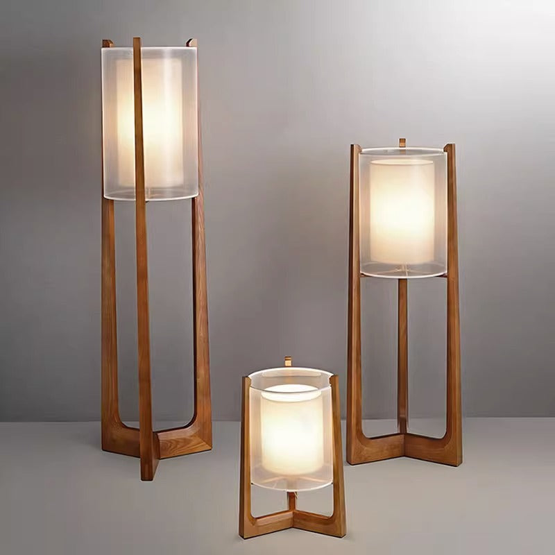 Fabric Solid Ash Wood Floor Lamp