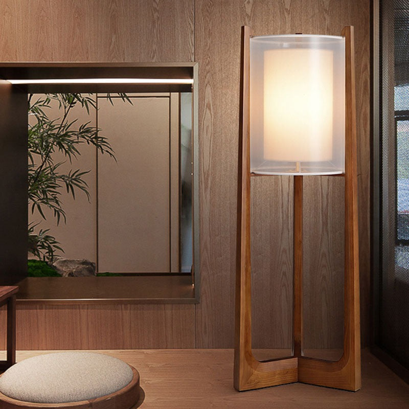 Fabric Solid Ash Wood Floor Lamp