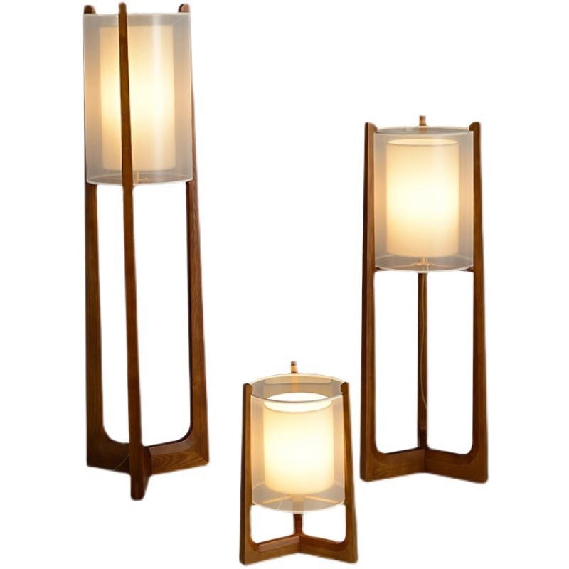 Fabric Solid Ash Wood Floor Lamp