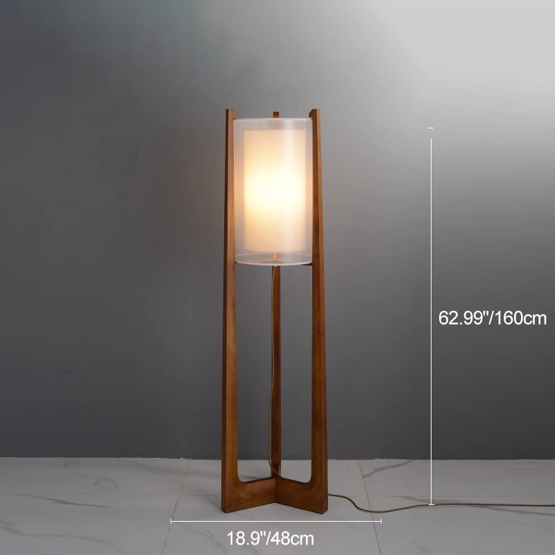 Fabric Solid Ash Wood Floor Lamp