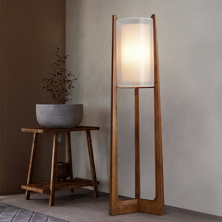 Fabric Solid Ash Wood Floor Lamp