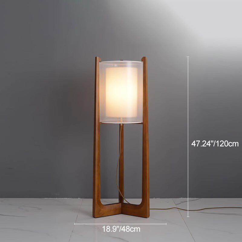 Fabric Solid Ash Wood Floor Lamp