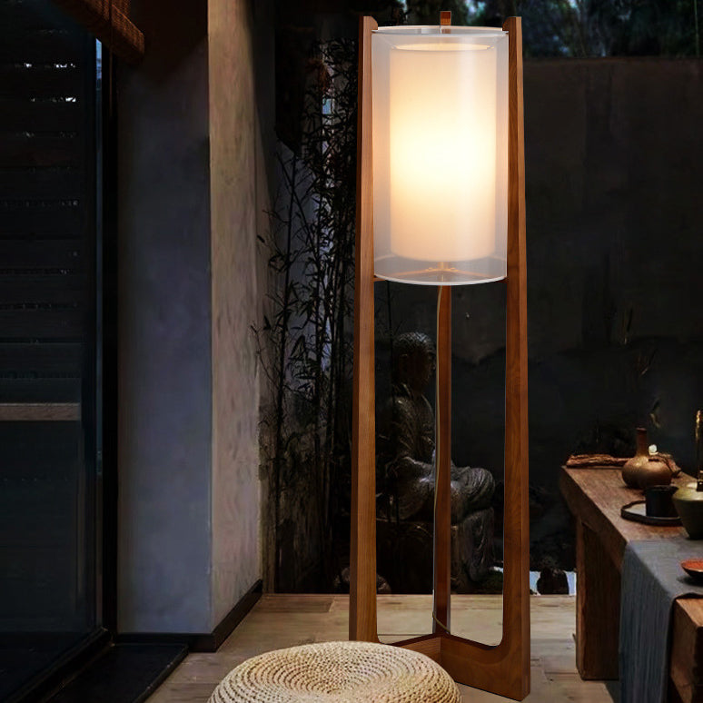 Fabric Solid Ash Wood Floor Lamp