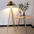 Wood Fabric Pleated Tripod Floor Lamp