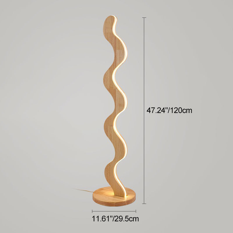Oak Acrylic Wavy Living Floor Lamp