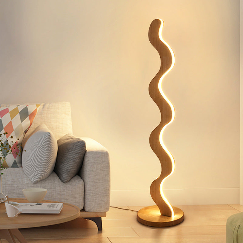 Oak Acrylic Wavy Living Floor Lamp