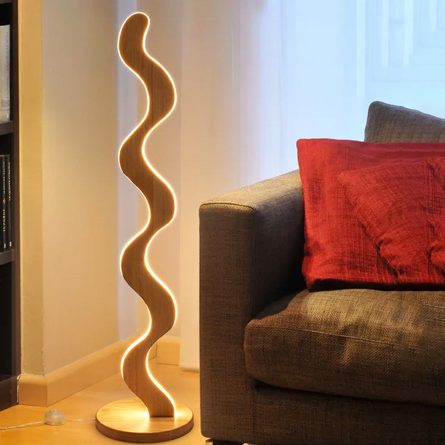 Oak Acrylic Wavy Living Floor Lamp