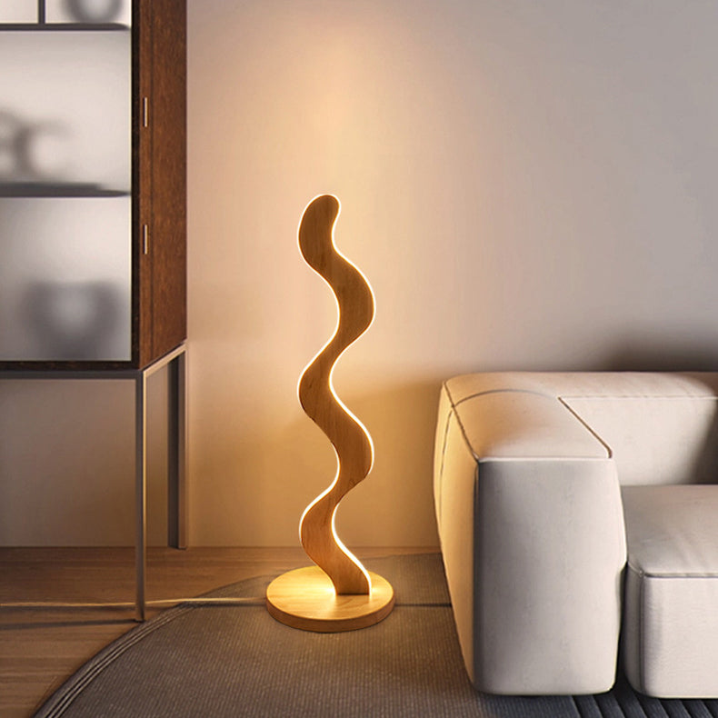 Oak Acrylic Wavy Living Floor Lamp
