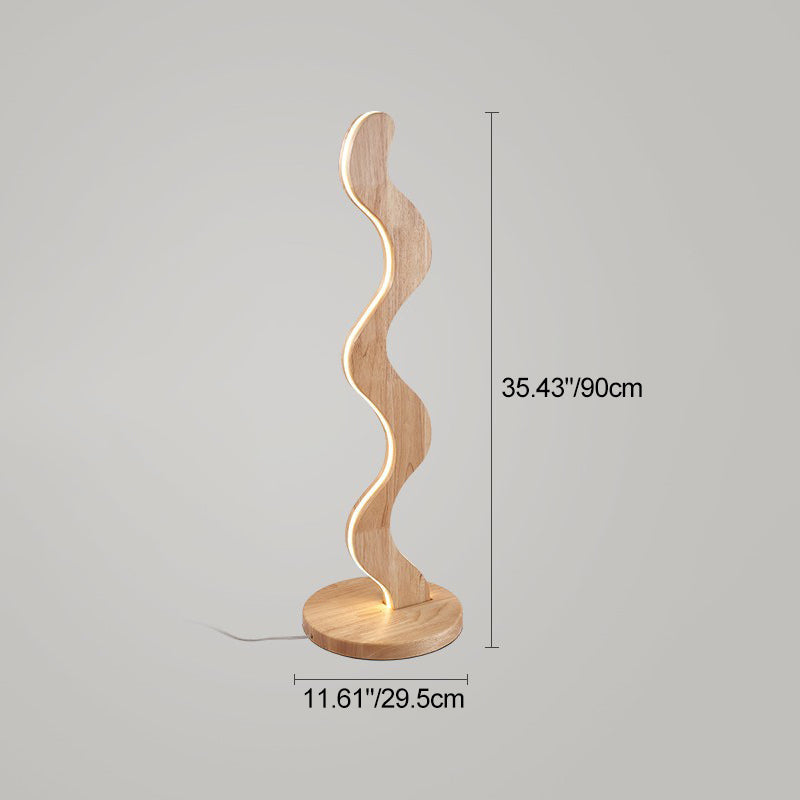 Oak Acrylic Wavy Living Floor Lamp