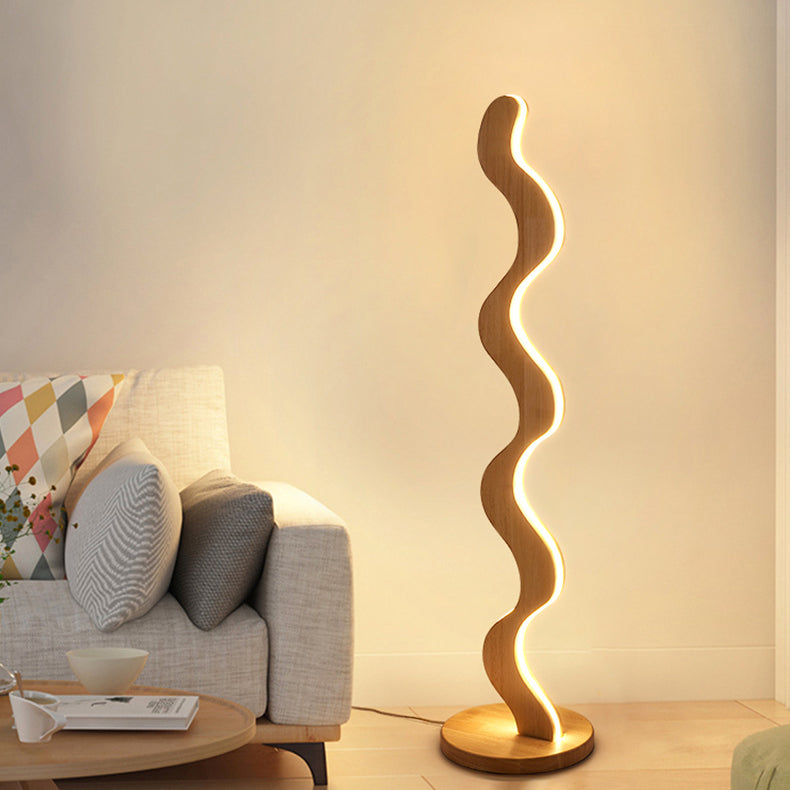 Oak Acrylic Wavy Living Floor Lamp