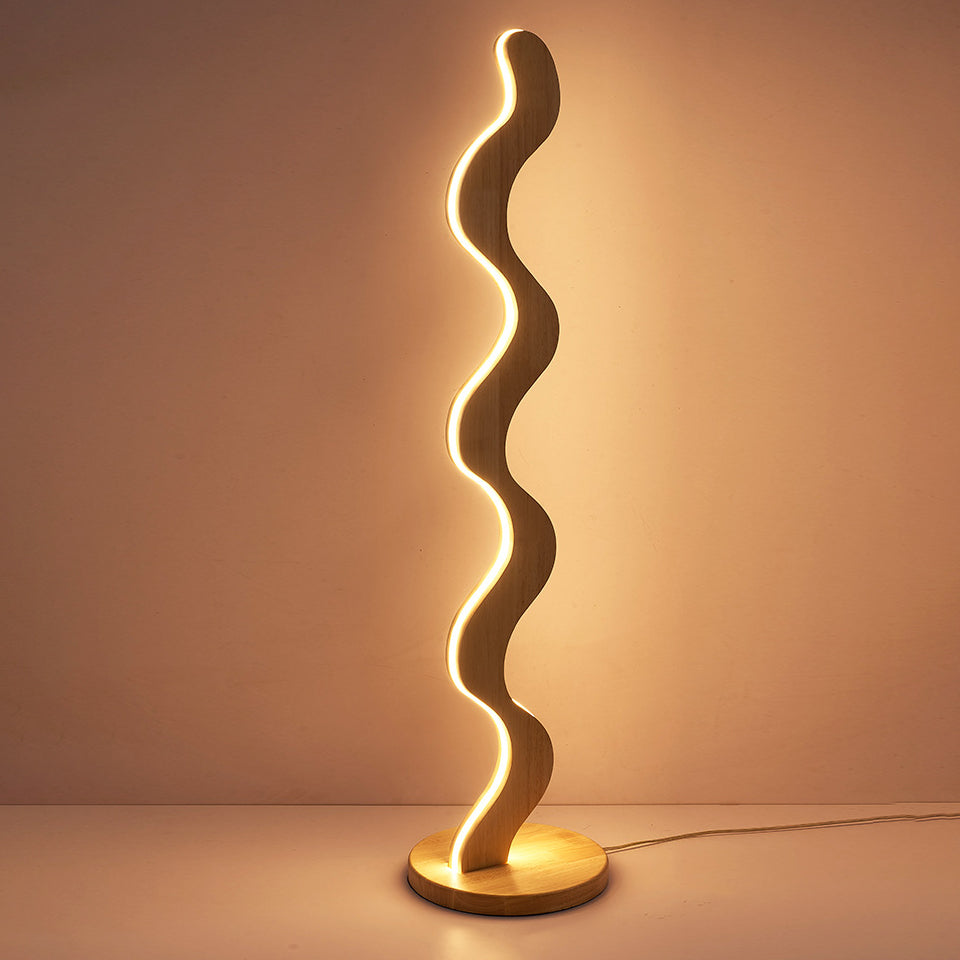 Oak Acrylic Wavy Living Floor Lamp