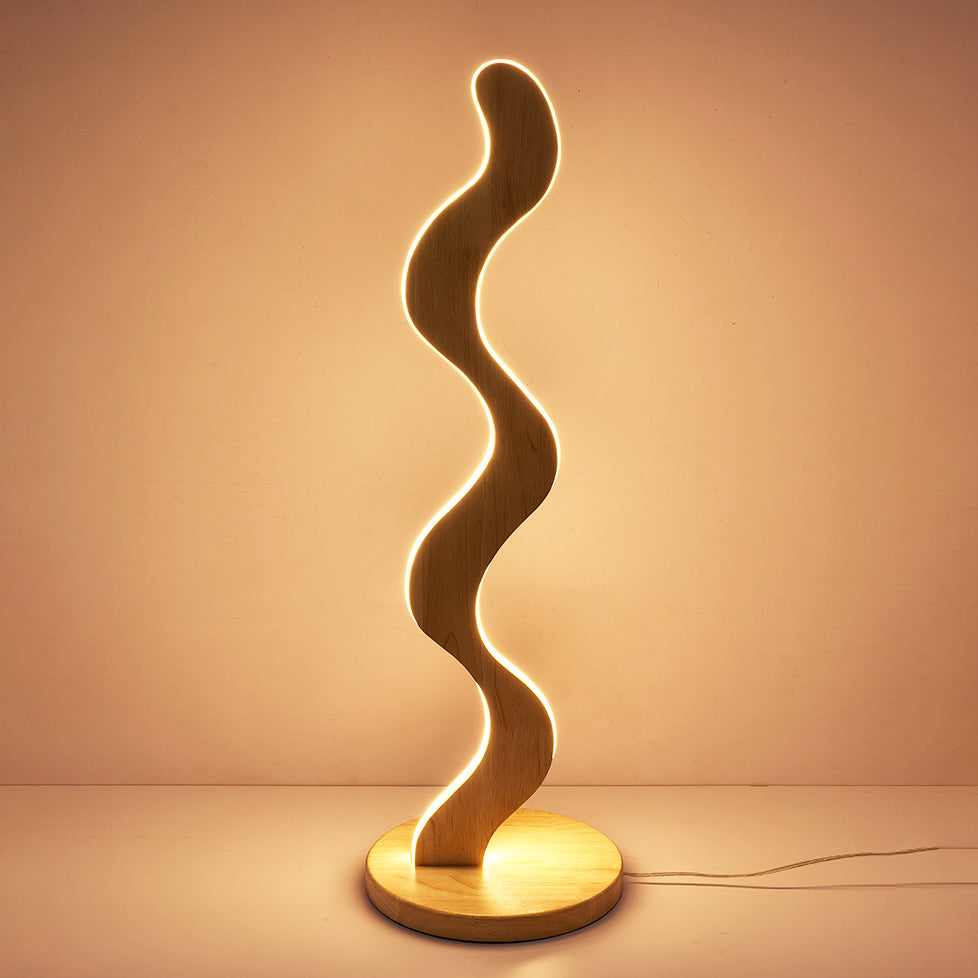 Oak Acrylic Wavy Living Floor Lamp