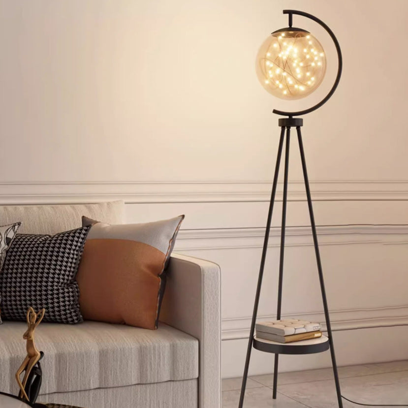 Glass Metal Starry Globe Floor Lamp
