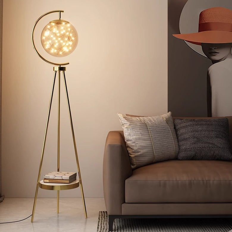 Glass Metal Starry Globe Floor Lamp