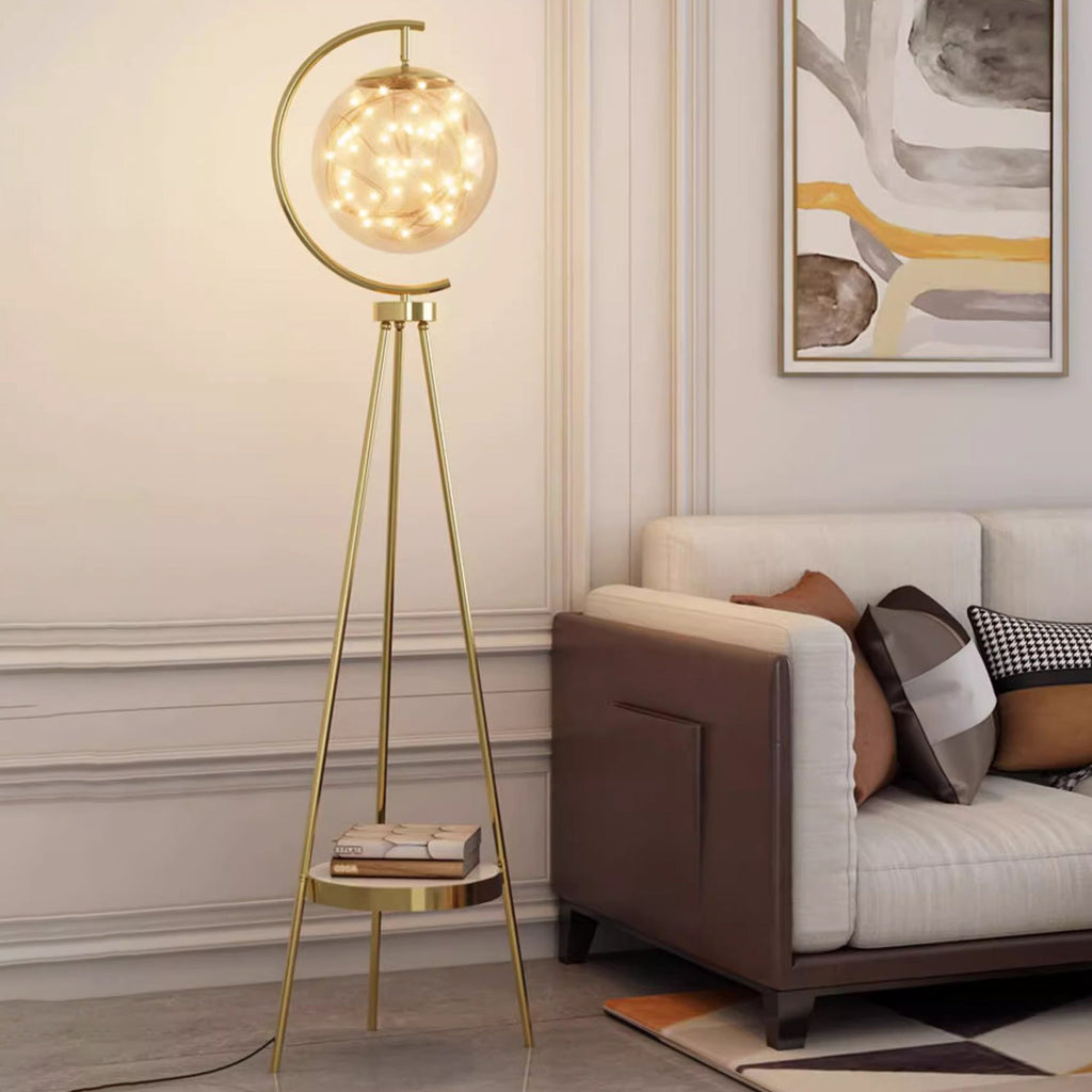 Glass Metal Starry Globe Floor Lamp
