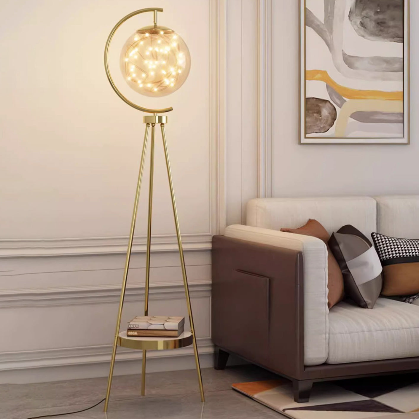 Glass Metal Starry Globe Floor Lamp