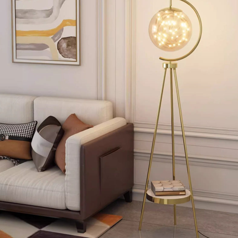 Glass Metal Starry Globe Floor Lamp